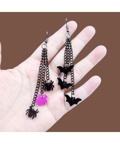 Halloween Skeleton Spider Ghost Black Bat Dangle Earrings Long Dangle Hook Earrings Halloween Costumes Scary Gothic Decoratio...