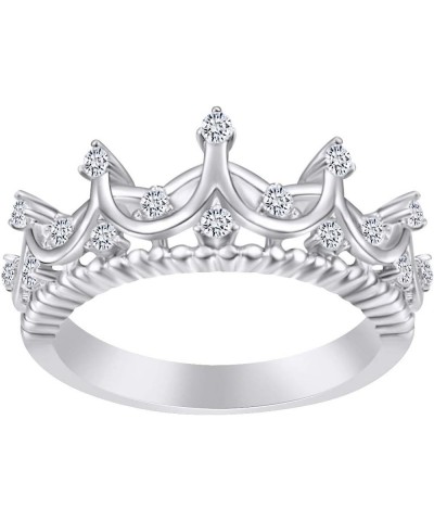 Round Shape White Cubic Zirconia Womens Crown Ring 14k Gold Over Sterling Silver white-gold-plated-silver $29.82 Rings