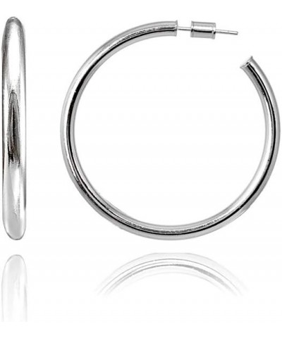 925 Sterling Silver Open 3mm Thin High Polished Hypoallergenic Round C-Hoop Earrings,15mm-50mm 35mm (1.38'') $12.64 Earrings