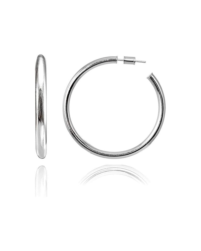 925 Sterling Silver Open 3mm Thin High Polished Hypoallergenic Round C-Hoop Earrings,15mm-50mm 35mm (1.38'') $12.64 Earrings