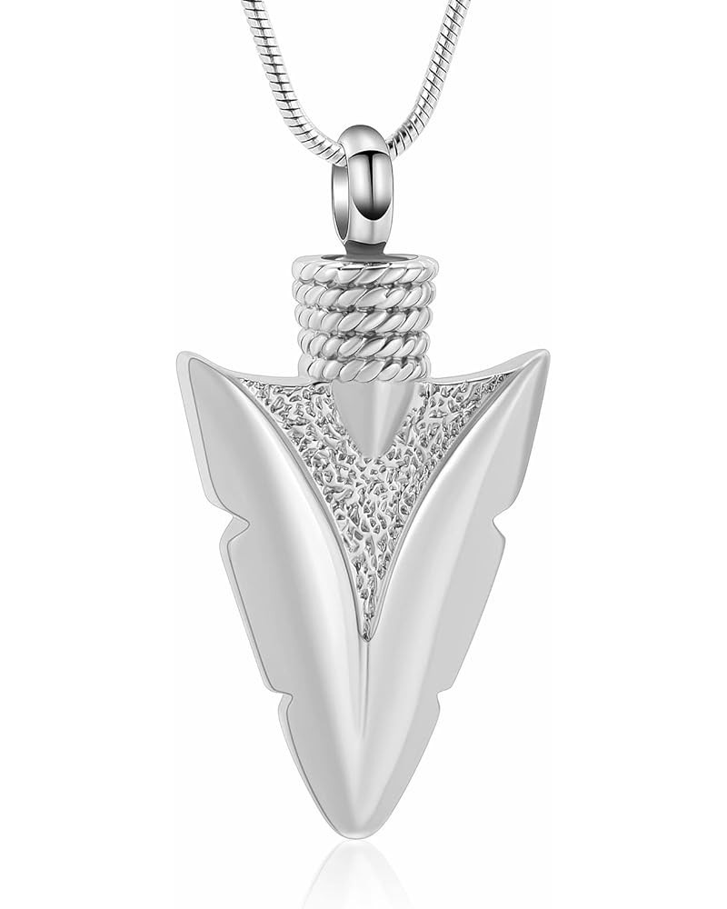 Arrowhead Cremation Jewelry Urn Necklace for Ashes for Women Men Human Ashes Locket Memorial Pendant Silver $13.10 Necklaces