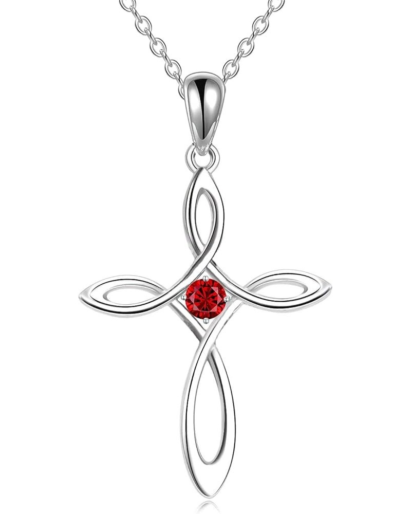 Cross Necklace for Women 925 Sterling Silver Cross Birthstone Pendant Necklace Infinity Cross Religious Jewelry Gifts for Wom...