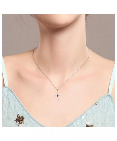 Cross Necklace for Women 925 Sterling Silver Cross Birthstone Pendant Necklace Infinity Cross Religious Jewelry Gifts for Wom...