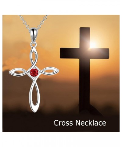 Cross Necklace for Women 925 Sterling Silver Cross Birthstone Pendant Necklace Infinity Cross Religious Jewelry Gifts for Wom...