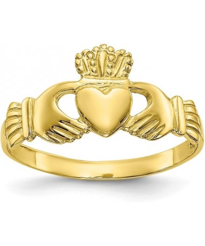 Solid 10k Yellow Gold Ladies Irish Claddagh Celtic Ring Band $48.00 Rings