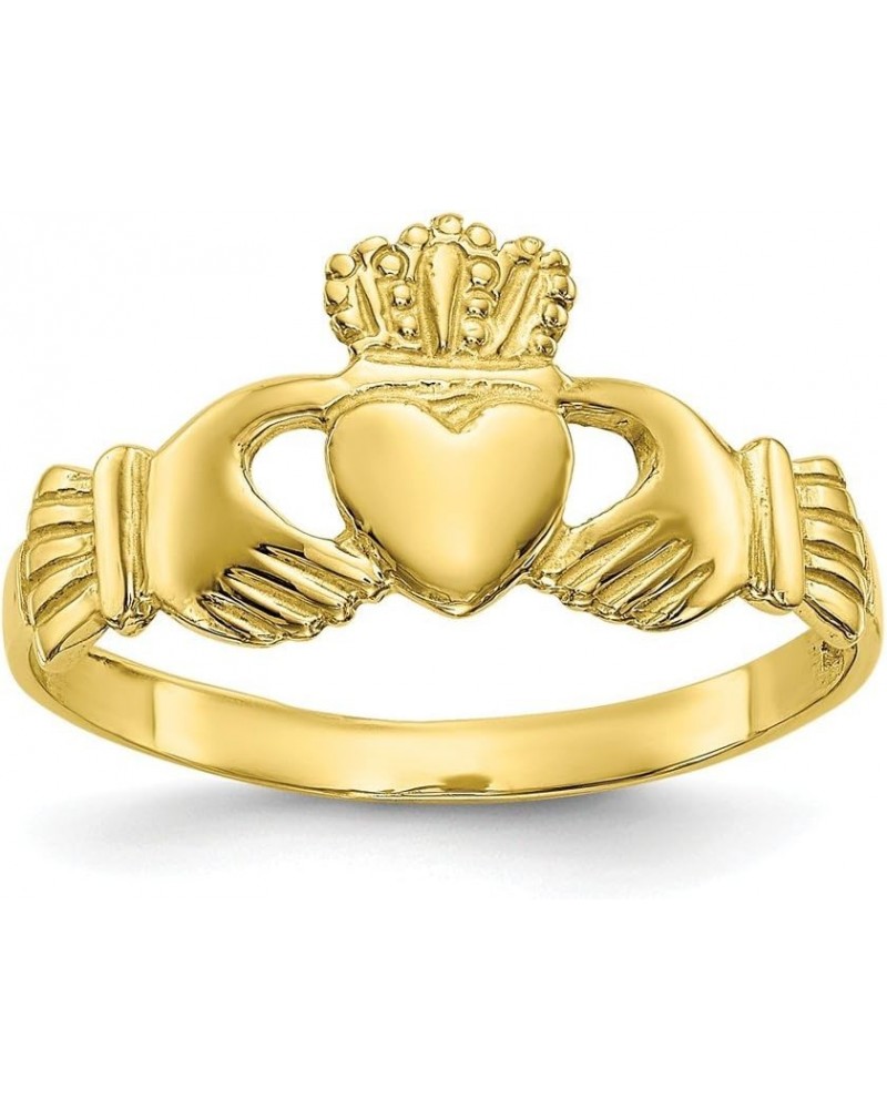 Solid 10k Yellow Gold Ladies Irish Claddagh Celtic Ring Band $48.00 Rings