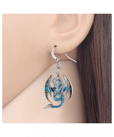 Enamel Fantasy Colorful Dragon Dinosaur Earrings for Women Kids Jewelry Novelty Funny Charms Original Design Blueness $9.59 E...