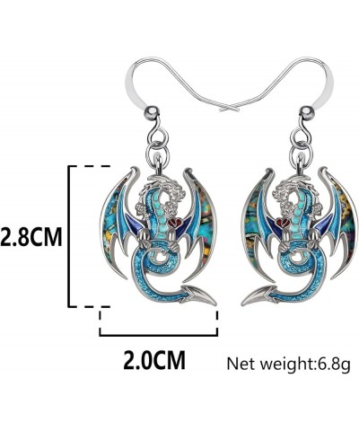 Enamel Fantasy Colorful Dragon Dinosaur Earrings for Women Kids Jewelry Novelty Funny Charms Original Design Blueness $9.59 E...