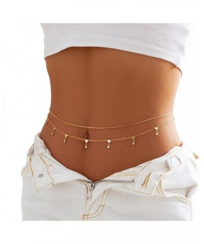 2Pcs Summer Beach Heart Waist Chain Jewelry Bikini Multi Layered Waist Belly Chain Sexy Heart Body Chain Simple Metal Thin Wa...