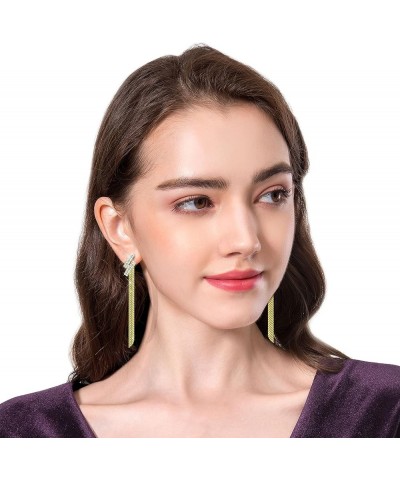 S925 Silver/Alloy Hook Sleek Chain Tassel Drop Earrings Long Leather Fringe Dangle Simple Dainty Earrings Crystals Curve gold...