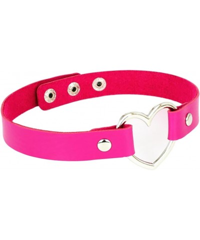 Heart Leather Choker Punk Necklace Goth Soft PU Collar for Women Men Girls Adjustable 009RoseRed1 $6.48 Necklaces