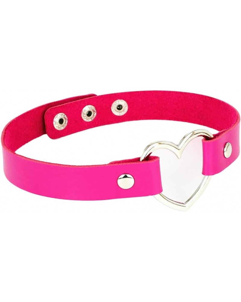 Heart Leather Choker Punk Necklace Goth Soft PU Collar for Women Men Girls Adjustable 009RoseRed1 $6.48 Necklaces