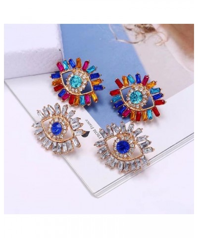 Fashion Eye Stud Earrings for Women Girls Colorful Cubic Zirconia Crystal Big Evil Eye Statement Earrings Boho Studs Wedding ...