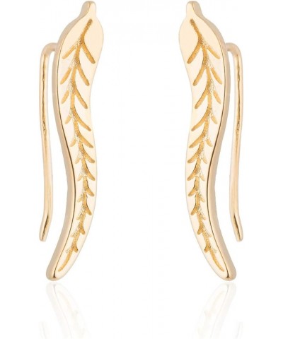 Vintage Jewelry Exquisite Gold/silver Leaf Earrings Modern Beautiful Feather Ear Stud Earrings For Women gold $6.26 Earrings