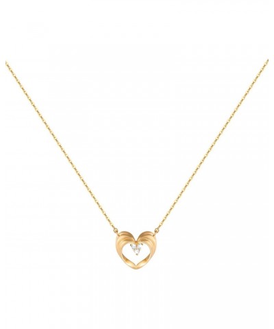 Solid 14K Yellow Gold Heart Pendant Necklace for Women Dainty Small AAAAA CZ Heart Necklace Gift for Her $101.38 Necklaces