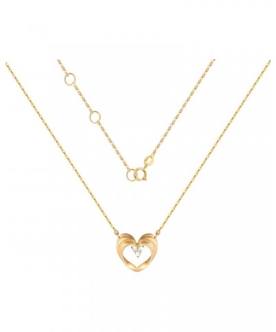 Solid 14K Yellow Gold Heart Pendant Necklace for Women Dainty Small AAAAA CZ Heart Necklace Gift for Her $101.38 Necklaces