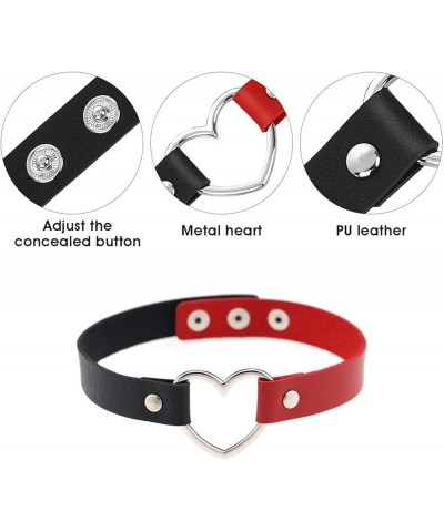 Heart Leather Choker Punk Necklace Goth Soft PU Collar for Women Men Girls Adjustable 009RoseRed1 $6.48 Necklaces