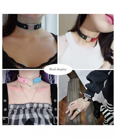 Heart Leather Choker Punk Necklace Goth Soft PU Collar for Women Men Girls Adjustable 009RoseRed1 $6.48 Necklaces