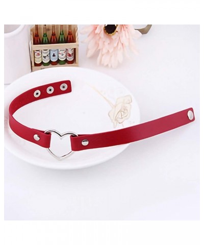 Heart Leather Choker Punk Necklace Goth Soft PU Collar for Women Men Girls Adjustable 009RoseRed1 $6.48 Necklaces