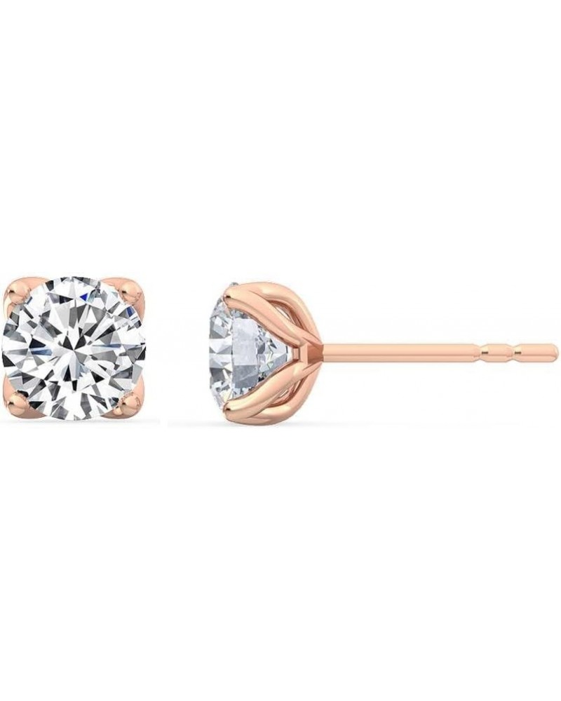 1-5 Carat (ctw) White Gold Round Cut LAB GROWN Diamond Four Prong Stud Earrings (Color E-F Clarity VS2-SI1) Rose Gold 5.0 car...