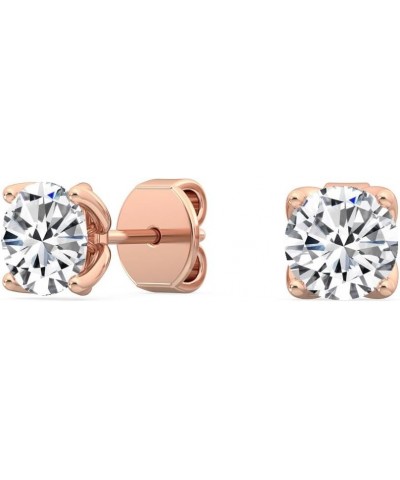 1-5 Carat (ctw) White Gold Round Cut LAB GROWN Diamond Four Prong Stud Earrings (Color E-F Clarity VS2-SI1) Rose Gold 5.0 car...