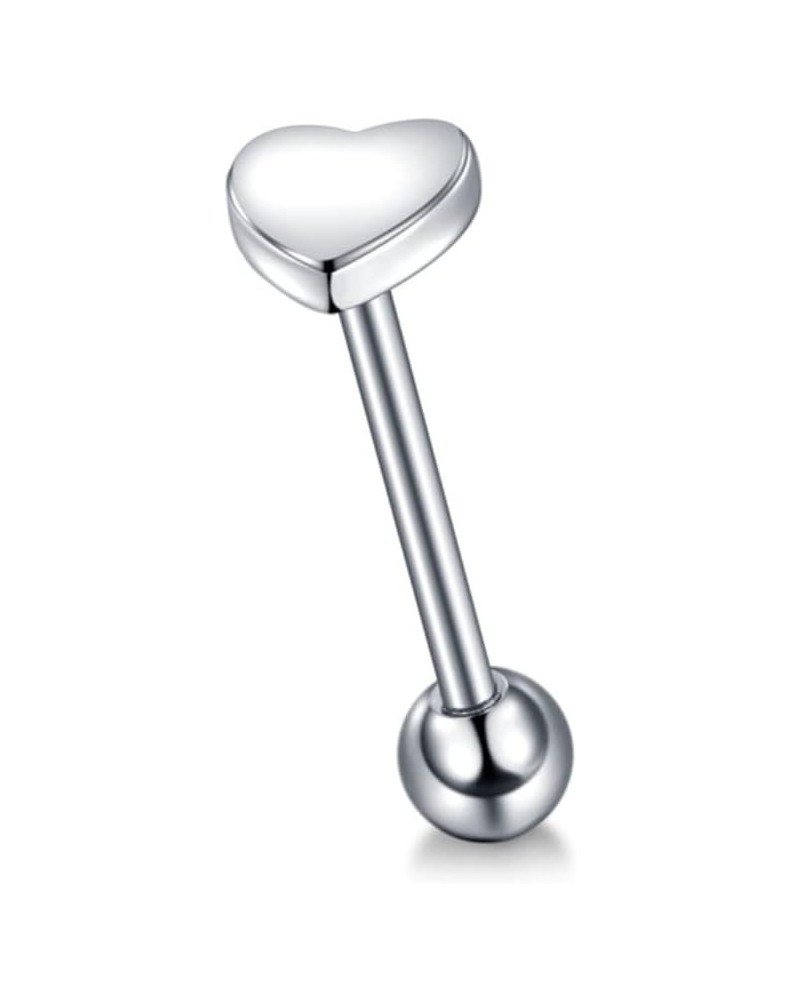 Stainless Steel 14G Heart Shaped Tongue Ring Fashion Body Piercing Jewelry Gift Stainless Steel,Silver $7.69 Body Jewelry