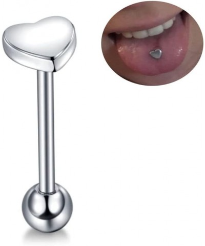 Stainless Steel 14G Heart Shaped Tongue Ring Fashion Body Piercing Jewelry Gift Stainless Steel,Silver $7.69 Body Jewelry