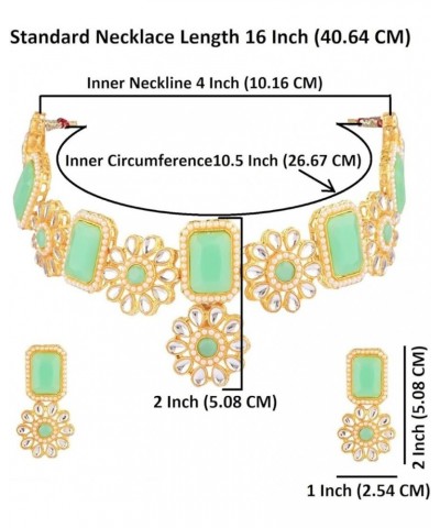 Indian Jewelry Choker Kundan Crystal Floral Necklace Earrings Bollywood Wedding Bridal Set Light Green $11.72 Jewelry Sets