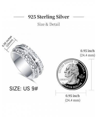 Spinner Ring Cross for Women - 925 Sterling Silver Double Cross Ring Christian Cross Fidget Band Ring Spinner Ring Wide Hamme...