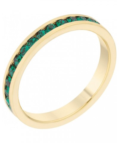 Stylish Birthstone Stackables Swarovski Crystal Eternity Bands Emerald/Gold -MAY $10.19 Rings