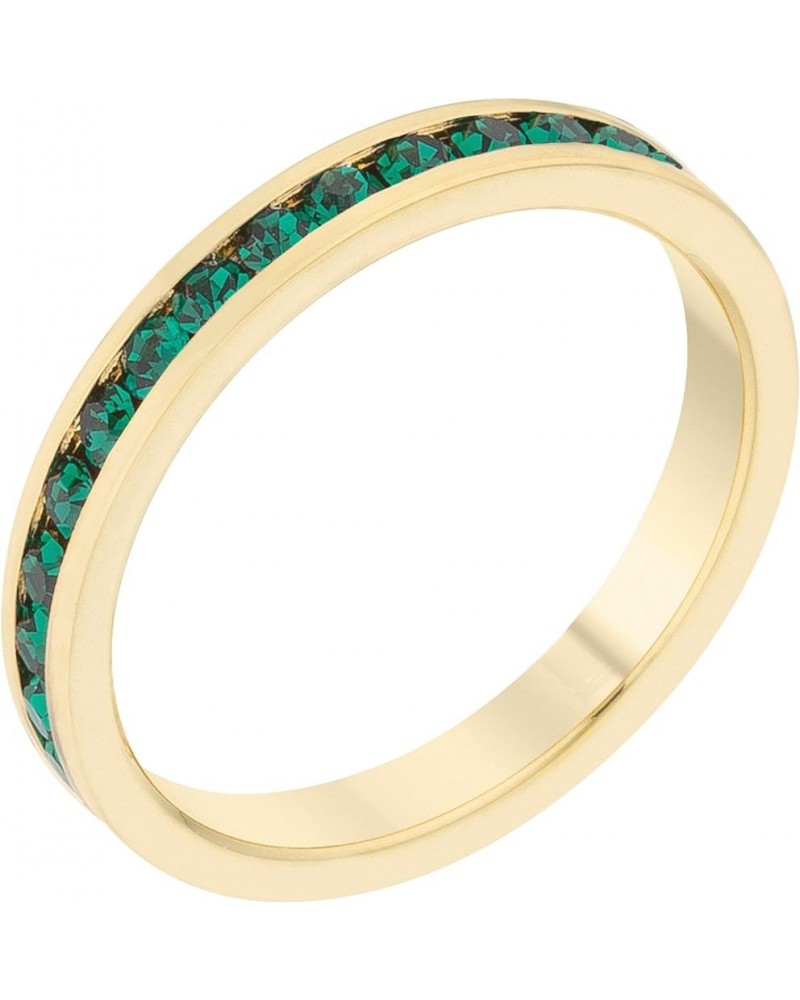 Stylish Birthstone Stackables Swarovski Crystal Eternity Bands Emerald/Gold -MAY $10.19 Rings