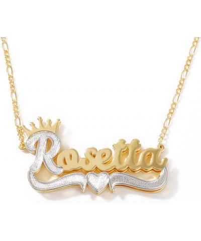 Name Necklace Personalized Name Plate Necklaces Custom Name Necklace for Women Double Plated Name Necklace Gold Name Plate Ne...