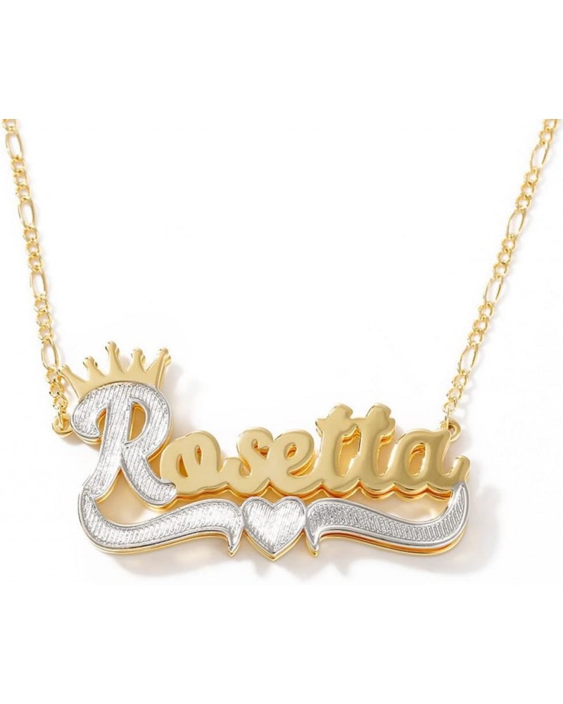 Name Necklace Personalized Name Plate Necklaces Custom Name Necklace for Women Double Plated Name Necklace Gold Name Plate Ne...