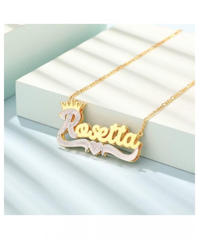 Name Necklace Personalized Name Plate Necklaces Custom Name Necklace for Women Double Plated Name Necklace Gold Name Plate Ne...