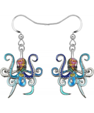 Zinc Alloy Octopus Earrings Decor Enamel Dangle Charms Ocean Animals Jewelry for Women Girls Creative Summer Gifts Blue $8.47...