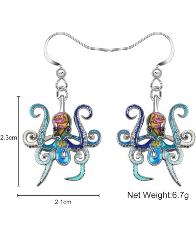 Zinc Alloy Octopus Earrings Decor Enamel Dangle Charms Ocean Animals Jewelry for Women Girls Creative Summer Gifts Blue $8.47...