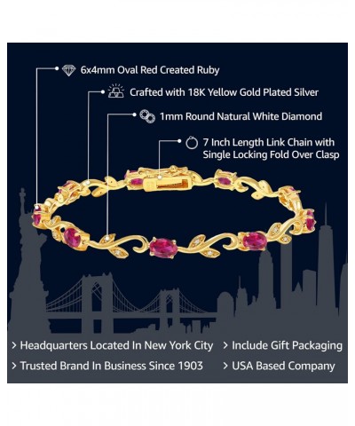 18K Yellow Gold Plated Silver Created Ruby and Diamond Greek Vine Tennis Bracelet For Women (4.63 Cttw, 7 Inch) $46.20 Bracelets