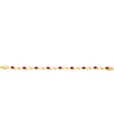 18K Yellow Gold Plated Silver Created Ruby and Diamond Greek Vine Tennis Bracelet For Women (4.63 Cttw, 7 Inch) $46.20 Bracelets