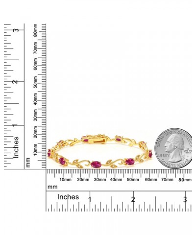 18K Yellow Gold Plated Silver Created Ruby and Diamond Greek Vine Tennis Bracelet For Women (4.63 Cttw, 7 Inch) $46.20 Bracelets