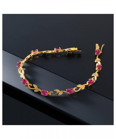 18K Yellow Gold Plated Silver Created Ruby and Diamond Greek Vine Tennis Bracelet For Women (4.63 Cttw, 7 Inch) $46.20 Bracelets