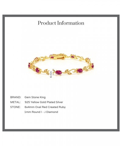 18K Yellow Gold Plated Silver Created Ruby and Diamond Greek Vine Tennis Bracelet For Women (4.63 Cttw, 7 Inch) $46.20 Bracelets