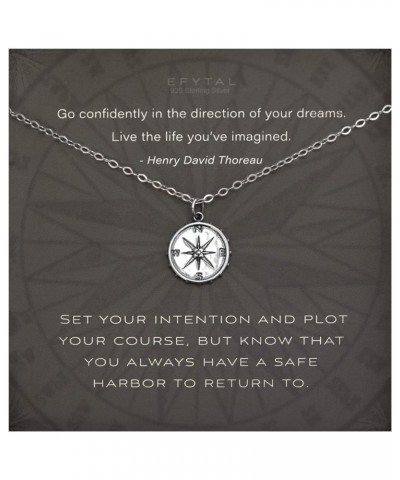 Graduation Gifts for Her, Sterling Silver or Gold Plated Studded Compass Necklace for Women, Inspirational Daughter Gifts, Fr...