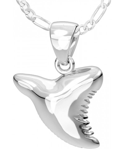 And Gems Ladies 925 Sterling Silver Shark Tooth Aquatic Charm Pendant Necklace, 18in to 24in 20in, 2.6mm Figaro Chain $26.94 ...