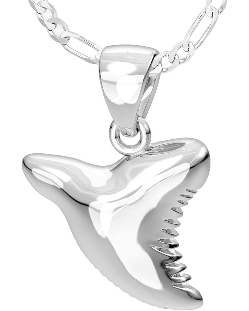 And Gems Ladies 925 Sterling Silver Shark Tooth Aquatic Charm Pendant Necklace, 18in to 24in 20in, 2.6mm Figaro Chain $26.94 ...