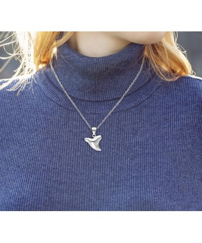 And Gems Ladies 925 Sterling Silver Shark Tooth Aquatic Charm Pendant Necklace, 18in to 24in 20in, 2.6mm Figaro Chain $26.94 ...