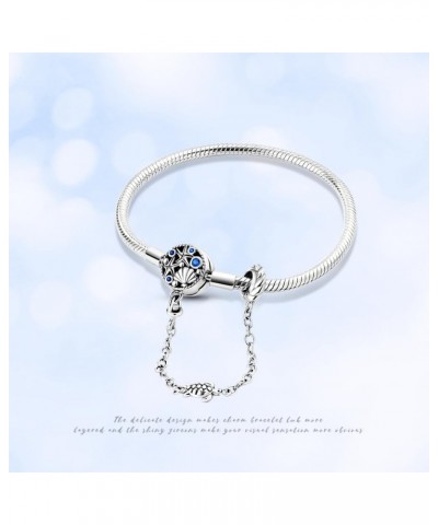 925 Sterling Silver Snake Chain Bracelet Fully Compatible with Pandora charms, Cute Claw Bracelet with Shiny Round Buckle Cha...