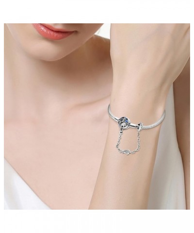 925 Sterling Silver Snake Chain Bracelet Fully Compatible with Pandora charms, Cute Claw Bracelet with Shiny Round Buckle Cha...