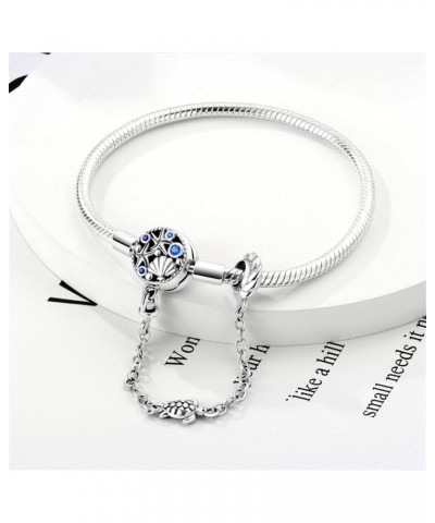 925 Sterling Silver Snake Chain Bracelet Fully Compatible with Pandora charms, Cute Claw Bracelet with Shiny Round Buckle Cha...