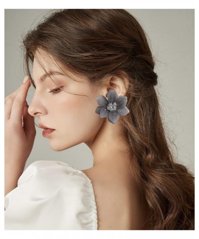 Unique Handmade Bohemian Large Matte Resin Flower Stud Earrings Dainty Elegant Acrylic Flower Petal Dangle Drop Earrings for ...