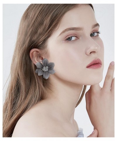 Unique Handmade Bohemian Large Matte Resin Flower Stud Earrings Dainty Elegant Acrylic Flower Petal Dangle Drop Earrings for ...